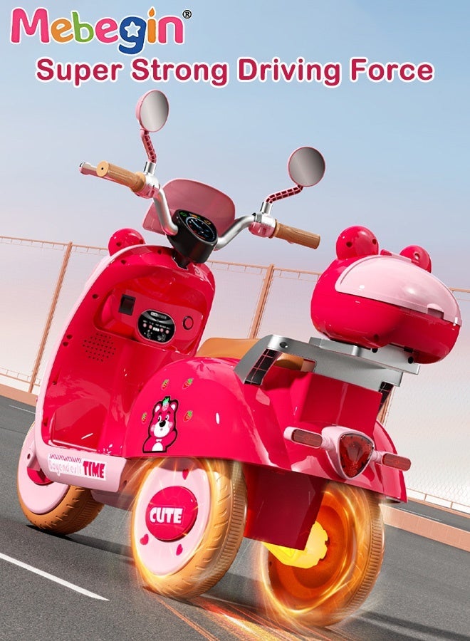 MEBEGIN Girls Electro-tricycle with Adorable Pattern, Sturdy Scooter with Music and LED Headlight, Electromobile with 3 Wear-resistant Wheels and Rear Storage Compartment, Outdoor Ride-on Toy, Suitable for Various Roads, Ideal Gift for Girls - Image 4
